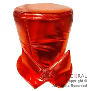 SOMBRERO GALERA METAL LISO CON MO�O ROJO x 1